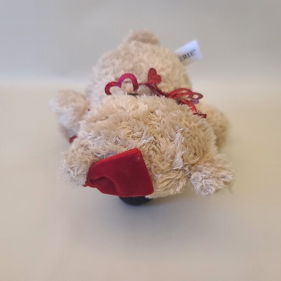 Galerie Sitting Teddy Bear Red Bow Heart Collar Soft Plush Stuffed Animal 6" - Picture 7 of 11